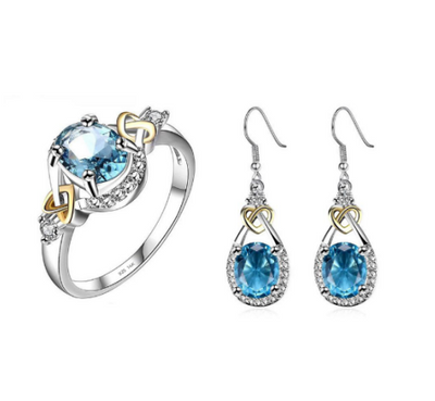 Conjunto de Joyería Cuproníquel Azul Zafiro - Collar, Anillo y Aretes - Image 3
