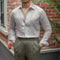 Camisa de Lino Lavado con Cuello y Mangas Largas