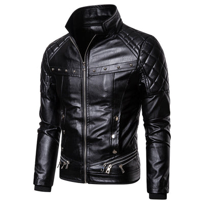 Chaqueta de Cuero Estilo Motociclista con Cuello de Lana Desmontable - Image 3
