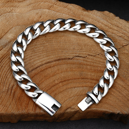 Pulsera Cubana de Plata 925 Estilo Nacional Brillo Espejo - Image 3