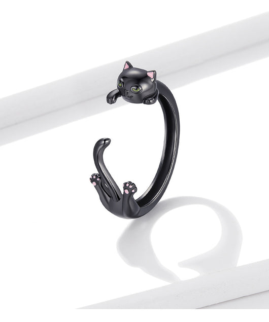 Anillo de Gato Negro con Baño de Electroplata en Plata Esterlina - Image 4