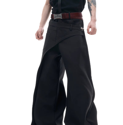 Pantalones Casuales con Detalles de Costura Mixta y Hebilla Metálica - Image 11