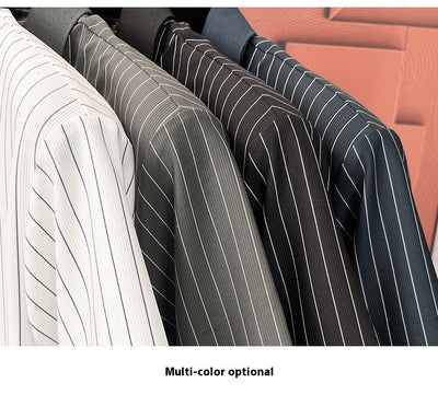Polo de Seda Helada a Rayas - Camisa Business Casual para Hombre Maduro - Image 16