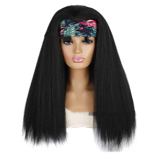 Bandana Peluca Cubrecabeza Cabello Largo Efecto Seda de Maíz - Image 5