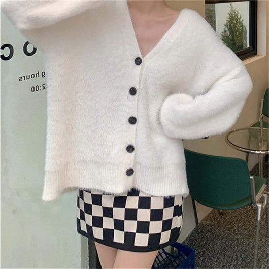 Abrigo Sweater de Piel de Visón Artificial Estilo Coreano para Mujer - Image 31