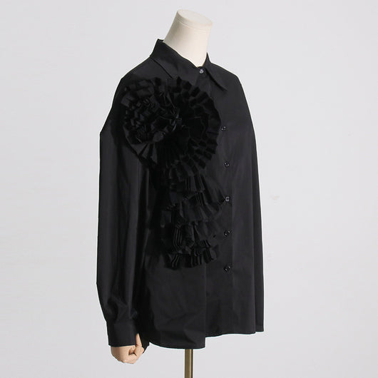 Blusa Casual con Flores Tridimensionales y Detalles de Volantes - Image 28