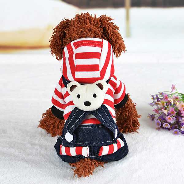 Ropa para Perros con Tirantes Denim - Pantalones a Rayas para Mascotas
