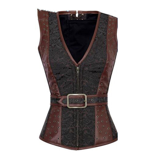 Chaqueta Steampunk Medieval Gótica con Patrón PU Europeo - Image 4