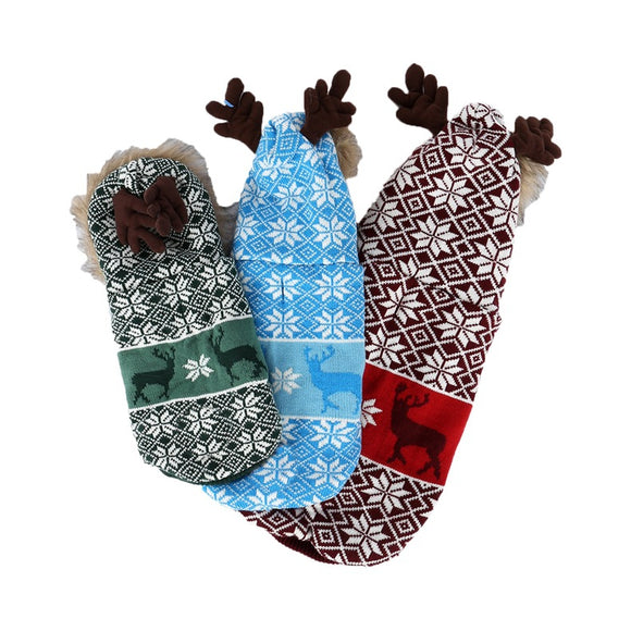 Abrigo Navideño para Mascotas con Cuello de Pelaje y Capucha