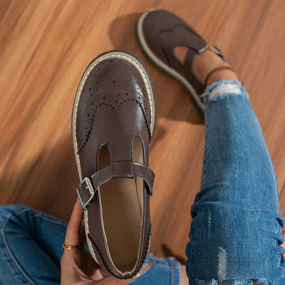 Zapatos de Tacón Retro Británico con Hebilla Calada - Image 3