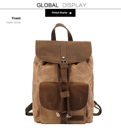 Mochila de Viaje Impermeable Cuero Crazy Horse y Lona para Hombre - Image 14