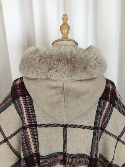 Cardigan Poncho a Cuadros con Flecos para Mujer - Image 11