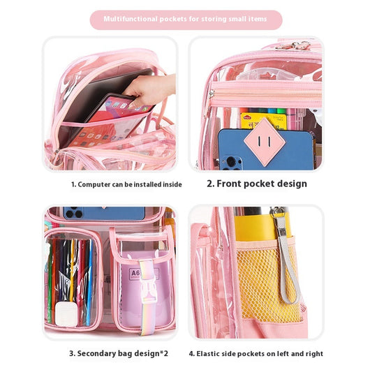 Mochila Escolar Transparente Impermeable para Primaria y Secundaria - Image 3