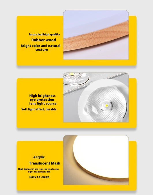 Lámpara de Techo LED Redonda Minimalista Nórdica en Madera Maciza - Image 23