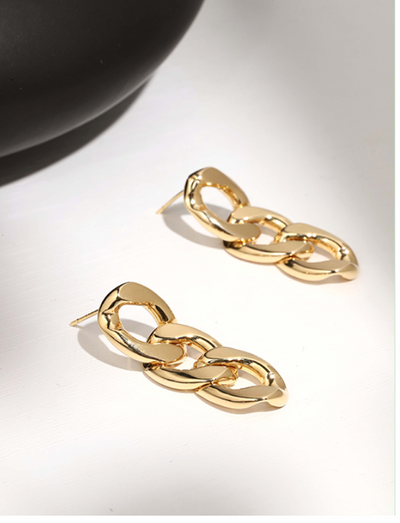 Aretes de Cadena Metálica Circulares Minimalistas para Mujer - Image 6