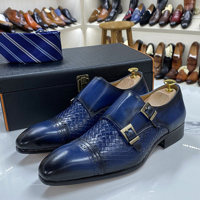 Zapatos Monk Elegantes de Cuero Azul para Hombre - Doble Hebilla Premium - Image 7