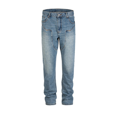 Pantalón Vaquero Slim Fit Azul Desteñido con Costuras Clásicas - Image 2