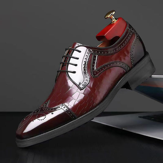 Zapatos Oxford Brogue de Cuero para Hombre - Punta Cuadrada Estilo Japonés