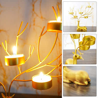 Candelabro Navideño de Hierro Forjado con Reno - Decoración Romántica - Image 3