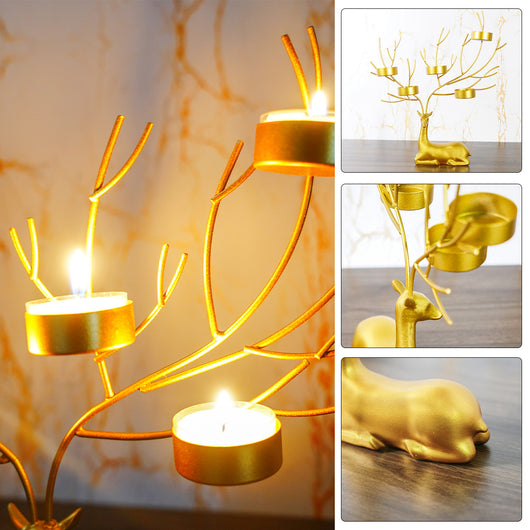 Candelabro Navideño de Hierro Forjado con Reno - Decoración Romántica - Image 3