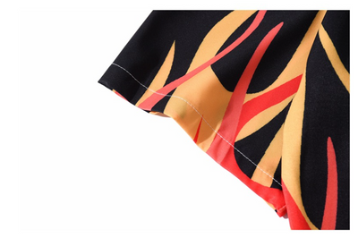 Camisa Estampada Flame Personalidad Americana de Manga Corta para Hombre - Image 11