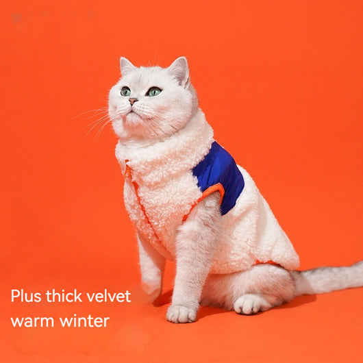 Chaleco Térmico de Cuello Alto para Gatos - Abrigo Invertido Terciopelo Invierno