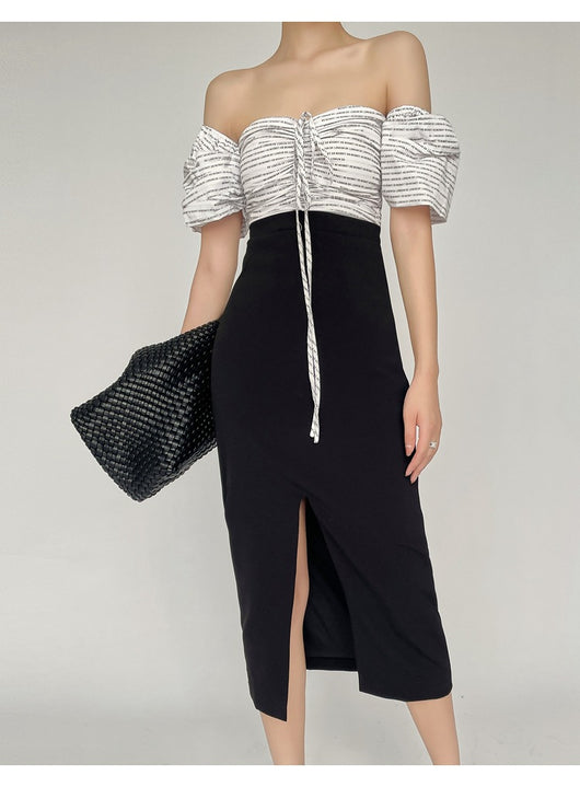 Vestido Largo de Verano con Abertura Lateral y Hombro Descubierto en Encaje - Image 11
