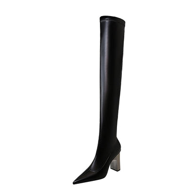 Botas Altas Over Knee con Tacón Cuadrado y Punta Afilada - Image 9
