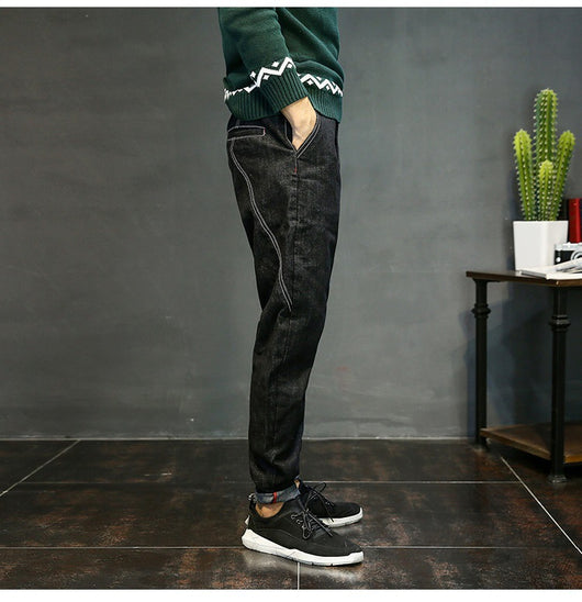 Pantalones Harem Skate de Corte Suelto y Color Sólido para Hombre - Image 3