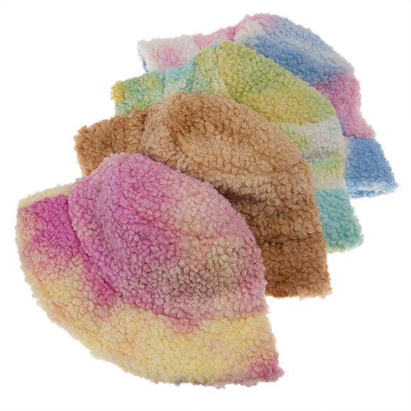 Gorro Bucket Tie-dye Acolchado para Otoño e Invierno