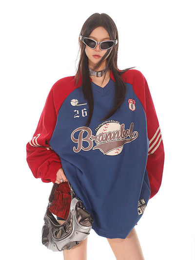 Sudadera Universitaria Vintage Estilo Deportes Americanos Cuello V Mujer - Image 3