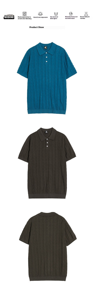 Polo Tejido Manga Corta Hombre - Cuello Fino Fit Relajado - Image 11