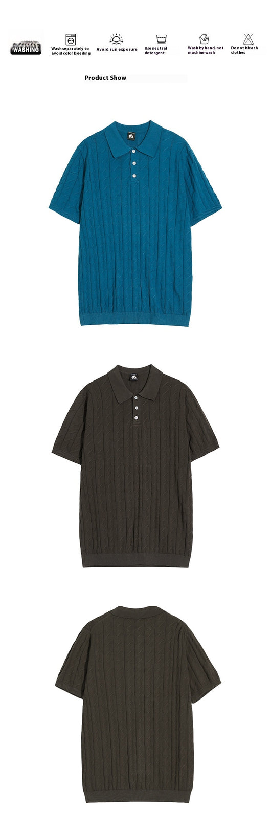 Polo Tejido Manga Corta Hombre - Cuello Fino Fit Relajado - Image 11