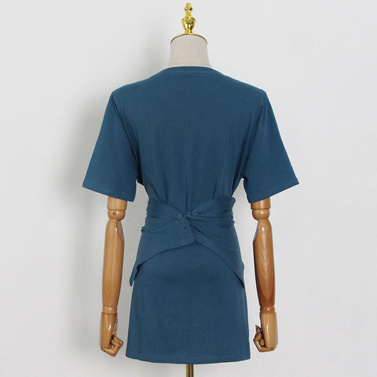 Blusa Casual de Cuello Redondo con Tirantes Irregulares - Image 18