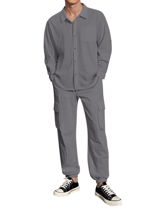 Traje Overol Lino con Solapa y Mangas Largas - Image 11