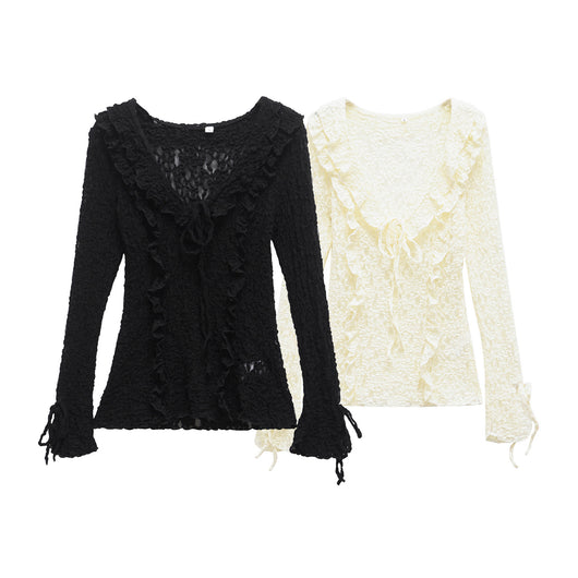 Blusa Ajustada de Encaje con Mangas Largas para Primavera y Verano - Image 8
