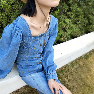Vestido Denim Cuello Cuadrado Nehe Thirteen Rows - Image 11