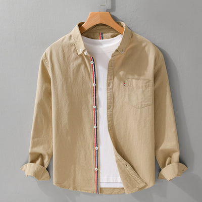 Camisa Oxford Clásica Británica de Manga Larga para Hombre - Image 3