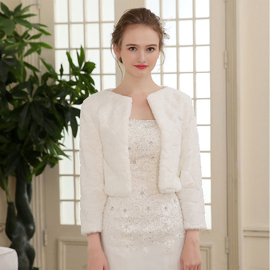 Chaqueta de Novia con Patrón de Fútbol y Mangas Largas Blanca