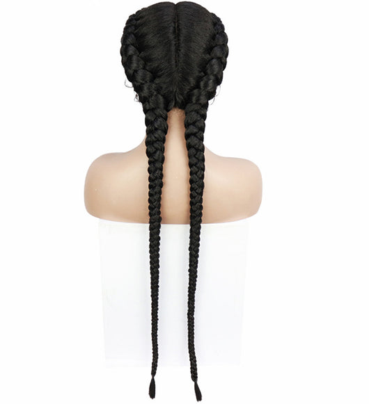Peluca con Diadema de Dos Trenzas y Encaje Frontal - Image 15