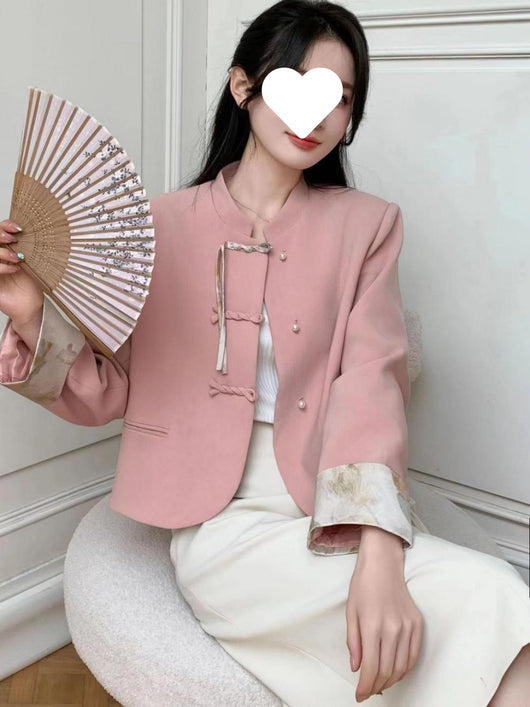 Abrigo Corto Mujer Estilo Hanbok con Botones de Rana - Primavera Otoño - Image 13