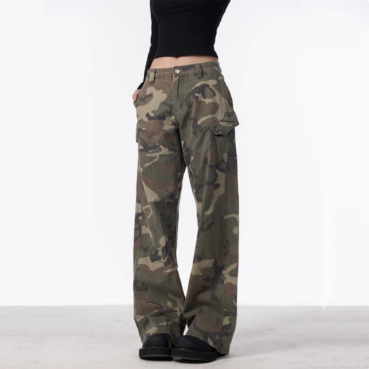 Pantalones Cargo Camuflaje Mujer Rectos Holgados Casual
