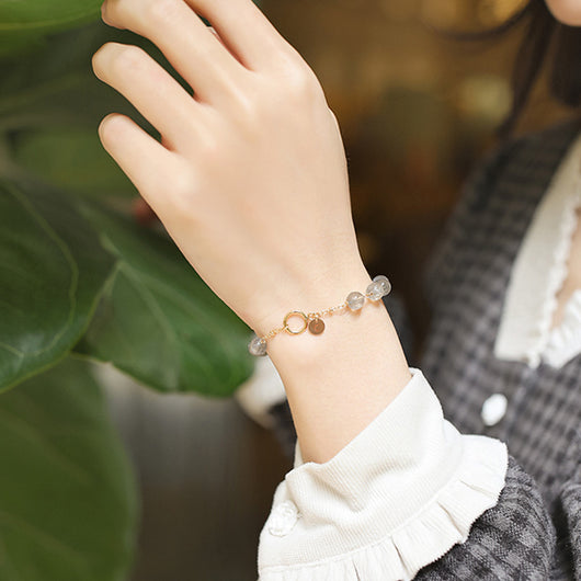 Pulsera de Cuarzo Aguamarina y Cristal Dorado para Mujer - Image 12