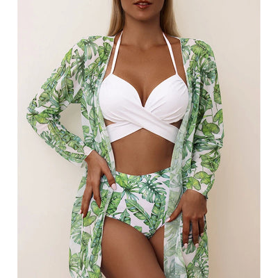 Traje de Baño Tres Piezas Estampado con Protección Solar - Image 12