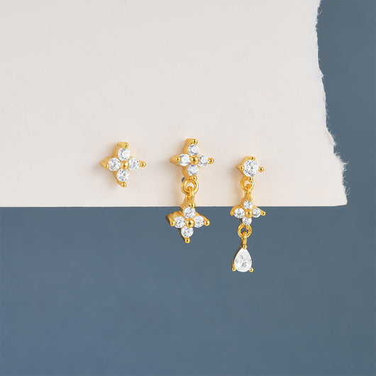 Aretes de Plata Esterlina 925 con Zirconia Geométrica y Borla para Uso Diario - Image 23