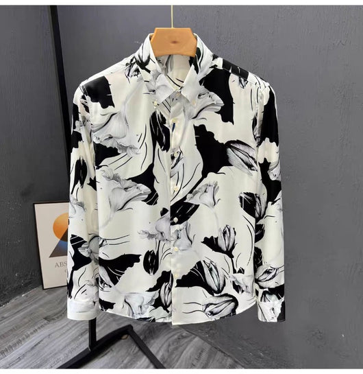 Camisa Estampada Floral Slim Fit de Manga Larga para Hombre - Image 17