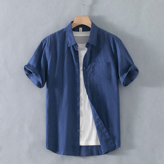 Camisa de Lino Suelta Manga Corta - Comodidad Casual - Image 8