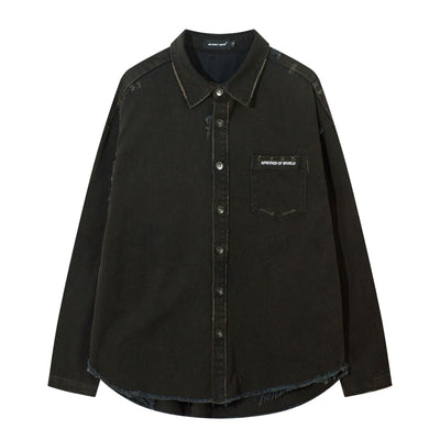 Camisa Denim Desgastado con Estampado Cruzado para Hombre - Image 6