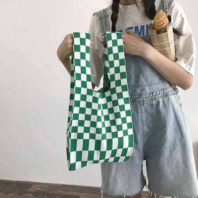 Bolso de Mano Tejido con Diseño a Cuadros - Image 16
