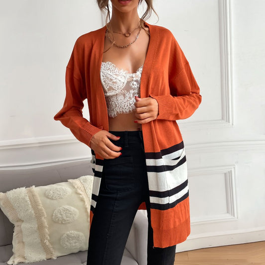 Cardigan Tejido Largo Holgado para Mujer - Suéter Ligero de Manga Larga